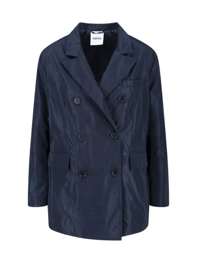 Aspesi Blazer In Denim Di Cotone - Denim In Blue
