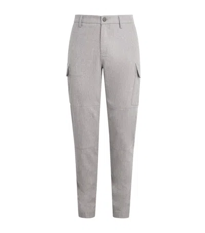 Eleventy Wool-cashmere Cargo Trousers In Gray