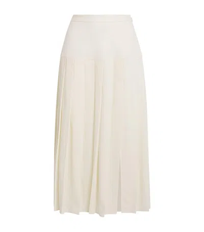Alessandra Rich Womens White Pleated High-waist Stretch-wool Blend Midi Skirt In Neutral