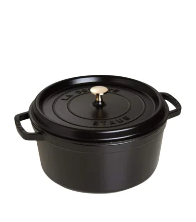 Staub Cast Iron 9 Quart Round Cocotte In Black