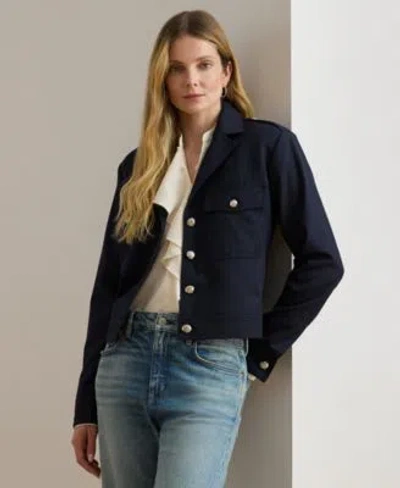 Ralph Lauren Cropped Wool-blend Twill Jacket In Blue
