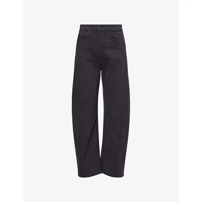 Mother Womens Faded Black The Half-pipe Flood Stretch-denim Blend Jeans
