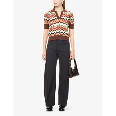 Mother Womens Faded Black The Half-pipe Flood Stretch-denim Blend Jeans