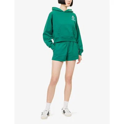 Sporty And Rich Womens Alpine Tennis Logo-embroidered Cotton-jersey Hoody In Blue