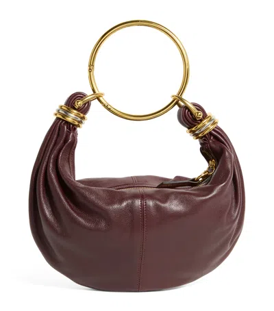 Chloé Brarcelet Mini Top-handle Bag In Grained Leather In Red