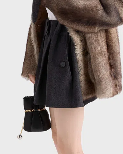 Prada Chevron Wool Mini Skirt In Black