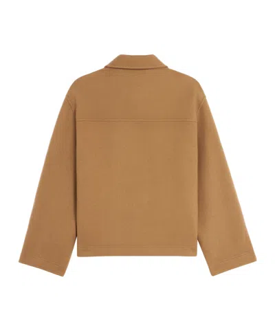 Celine Logo-embroidered Wool-felt Bomber Jacket In Brown