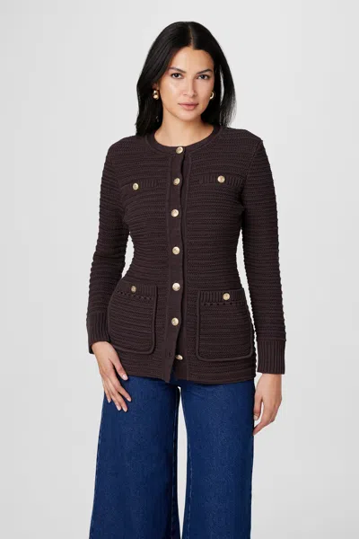 Toccin Constance Crew Neck Jacket In Espresso In Brown