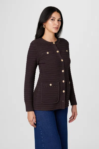 Toccin Constance Crew Neck Jacket In Espresso In Brown