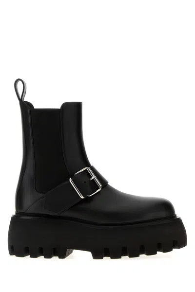 Alexander Mcqueen Ankle Boots With Buckle And Chunky Sole In Black