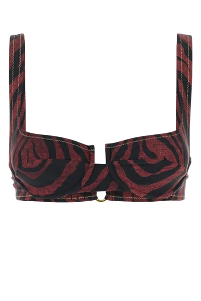 Reina Olga Printed Stretch Nylon Brigitte Bikini Top In Black