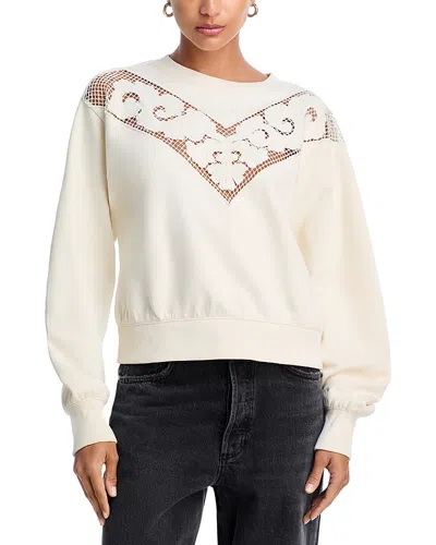 Paige Nimona Lace Trim Sweatshirt In White