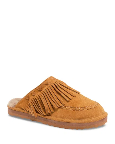 Free People Fallon Fringe Faux Fur Mule Slipper In Brown | ModeSens