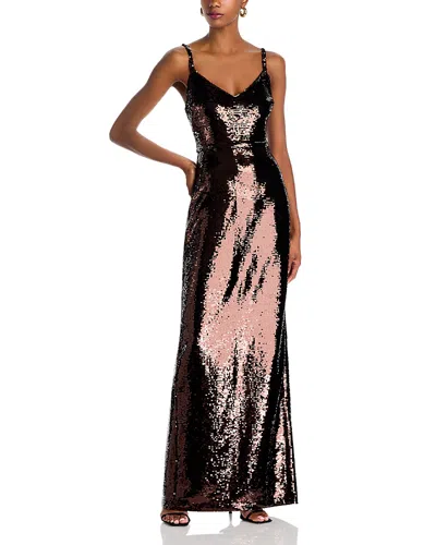 L'agence Karma Sequined Maxi Dress In Brown