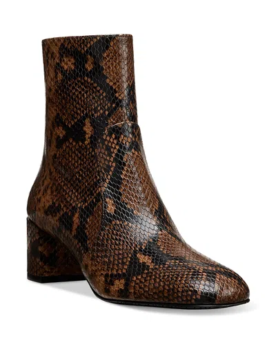 Stuart Weitzman Maeve Snake-printed Leather Booties In Animal Print