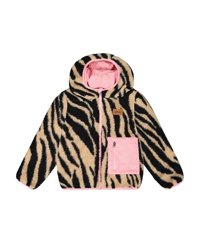 Deux Par Deux Girls' Reversible Mid-season Sherpa Jacket - Big Kid In Multi