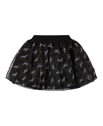 Deux Par Deux Organza And Mesh Skirt With Unicorn In Animal Print