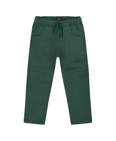 Deux Par Deux Twill Jogger Pants With Patch Pockets In Green