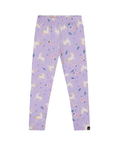 Deux Par Deux Stretch Jersey Leggings Unicorn In Purple