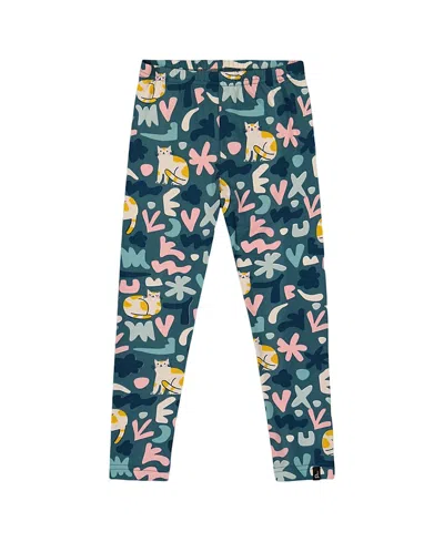 Deux Par Deux Stretch Jersey Leggings Cat In Multi