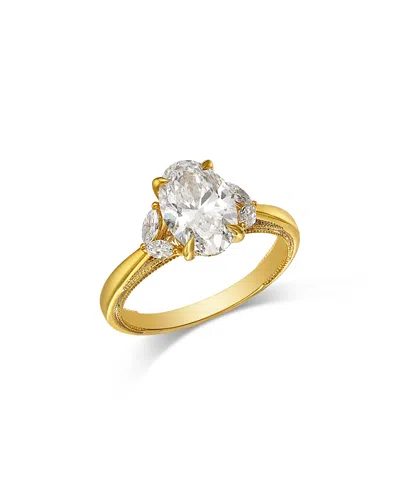 Bloomingdale's Fine Collection Certified Lab Grown Diamond Oval & Marquis Engagement Ring In 18k Yellow Gold, 2.0 Tcw In Gold