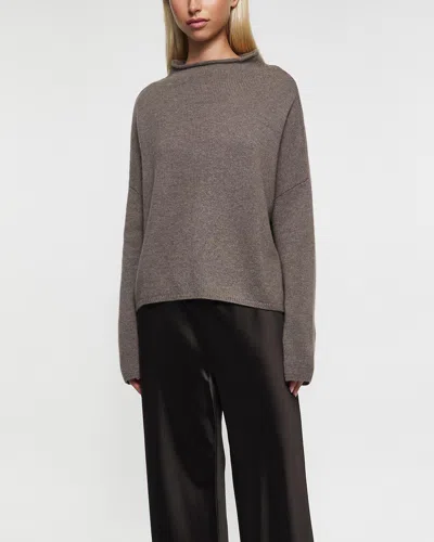 Lisa Yang Cashmere Sweater In Hazelnut Color With High Colla In Brown