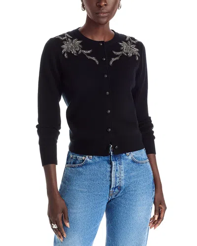 Kobi Halperin Aldrich Crystal-embroidered Cardigan Sweater In Black