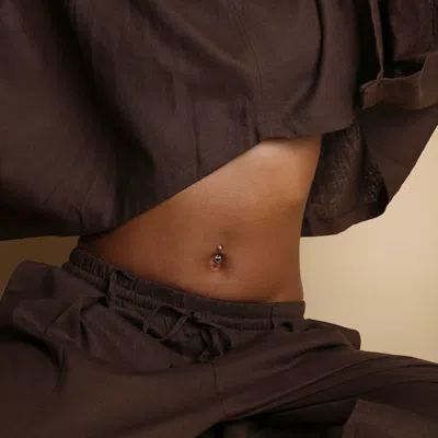 Astrid &amp; Miyu Heart Titanium Belly Bar In Silver