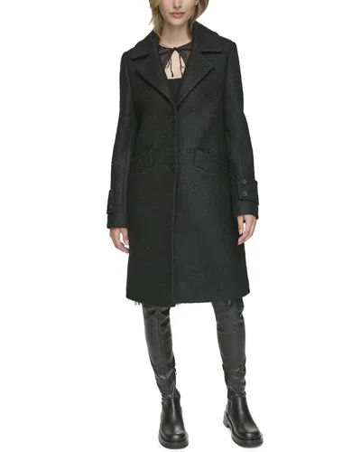 Andrew Marc Regine Slim Wool-blend Coat In Black