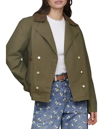 Avec Les Filles Double-breasted Peacoat In Green