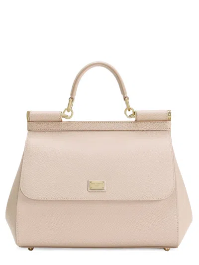 Dolce & Gabbana Dolce&gabbana Large Pink Sicily Hand Bag In Brown