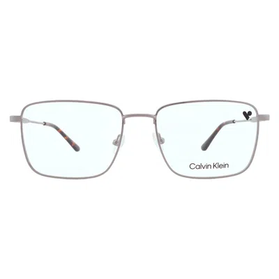 Calvin Klein Demo Rectangular Men's Eyeglasses Ck25104 071 57 In Metallic