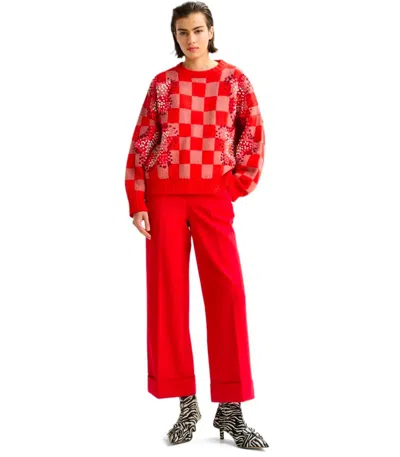Essentiel Antwerp Pressed-crease Flared Trousers In Red