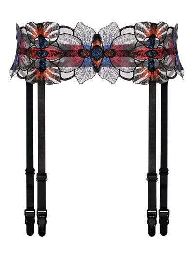 Zhilyova Laia Floral Embroidered Garter Belt In Multi