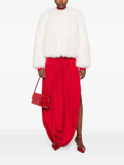 Maje Faux-fur Cropped Jacket In White