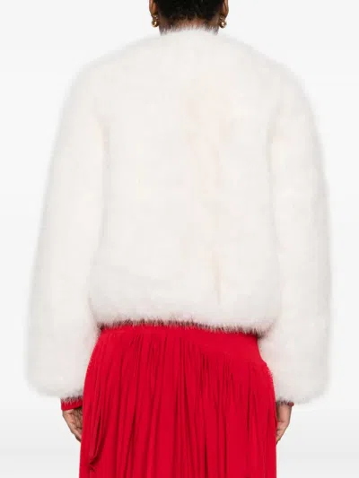 Maje Faux-fur Cropped Jacket In White