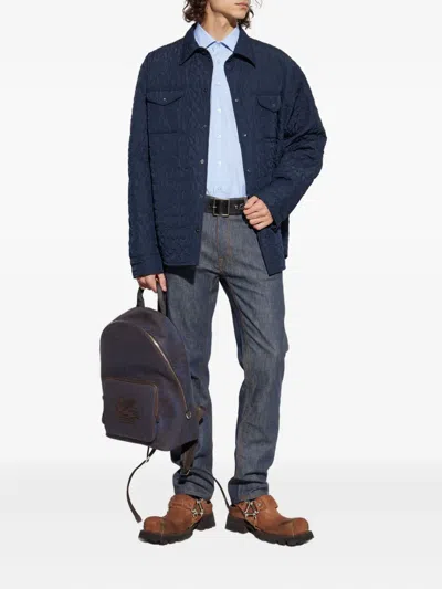 Etro Belt Loop Denim Trousers In Blue