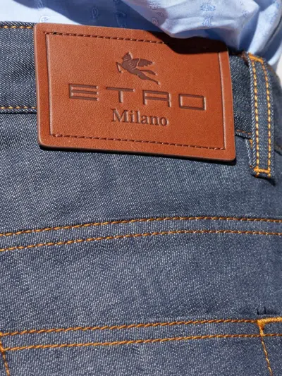 Etro Belt Loop Denim Trousers In Blue