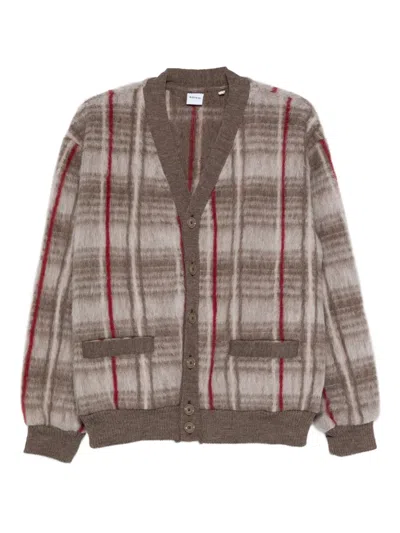 Aspesi Checked Wool Cardigan In Neutral