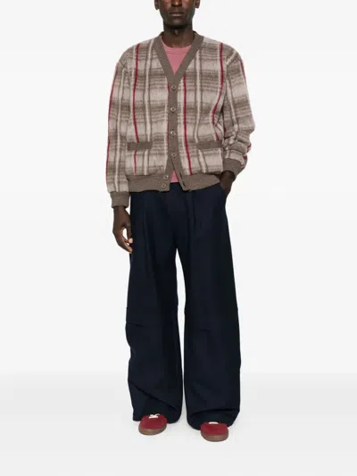 Aspesi Checked Wool Cardigan In Neutral