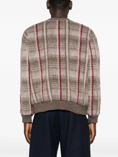 Aspesi Checked Wool Cardigan In Neutral