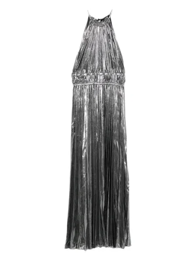 Maje Womens Silver Pleated Halter-neck Woven Maxi Dress