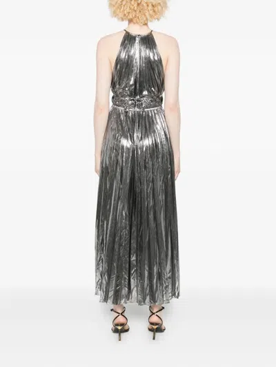 Maje Womens Silver Pleated Halter-neck Woven Maxi Dress