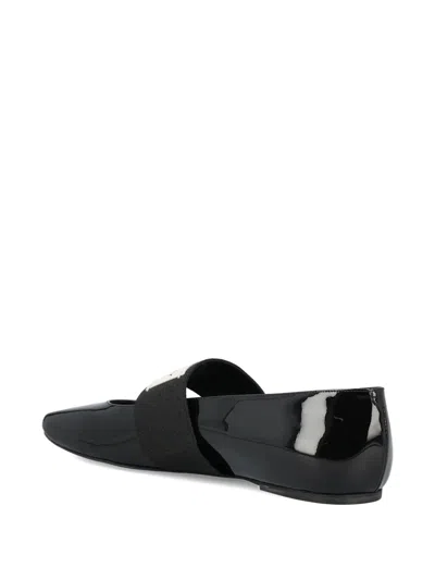 Givenchy Sliced Square Label Patent Leather Ballerina Flats In Black