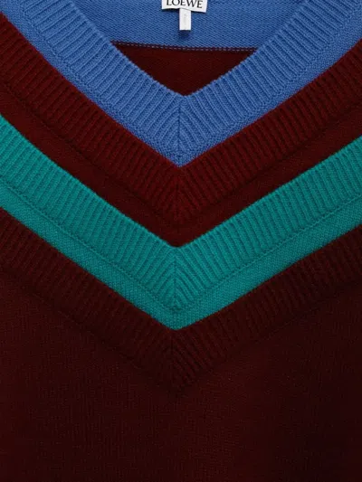 Loewe Wool Sweater With Layered Construction In Brown