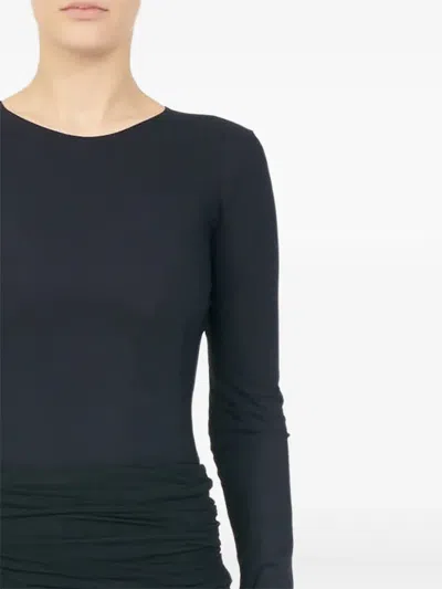 Mm6 Maison Margiela Black Tshirt With Numeric Patch And Tape Detail In Black