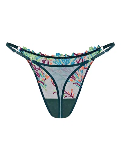 Zhilyova Floral Embroidered G-string In Multi