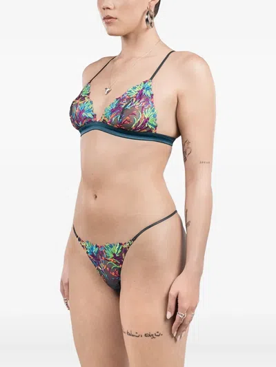 Zhilyova Floral Embroidered G-string In Multi