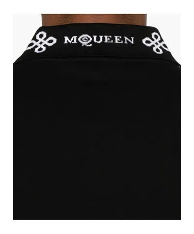 Alexander Mcqueen Polo Shirt With Logo On The Collar In Black