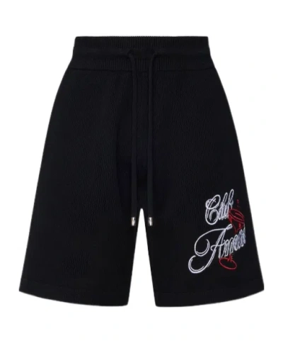 Amiri Embroidered-lettering Shorts In Black